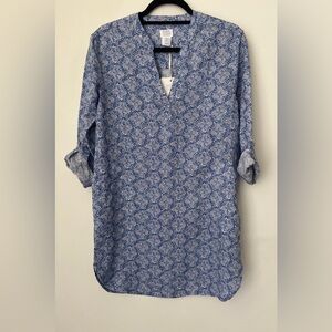 sigrid olsen 100%Linen Roll Tab long Sleeve Shirt Dress Sz XS